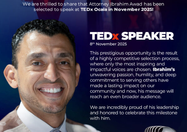 Attorney Ibrahim Awad Selected as TEDx Speaker – November 8, 2025